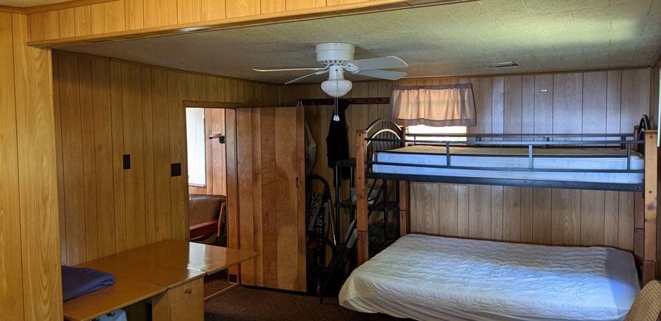 Interior bedroom area with bunks - Musky Lodge Susquehanna River Vacation Rental in Pennsylvania